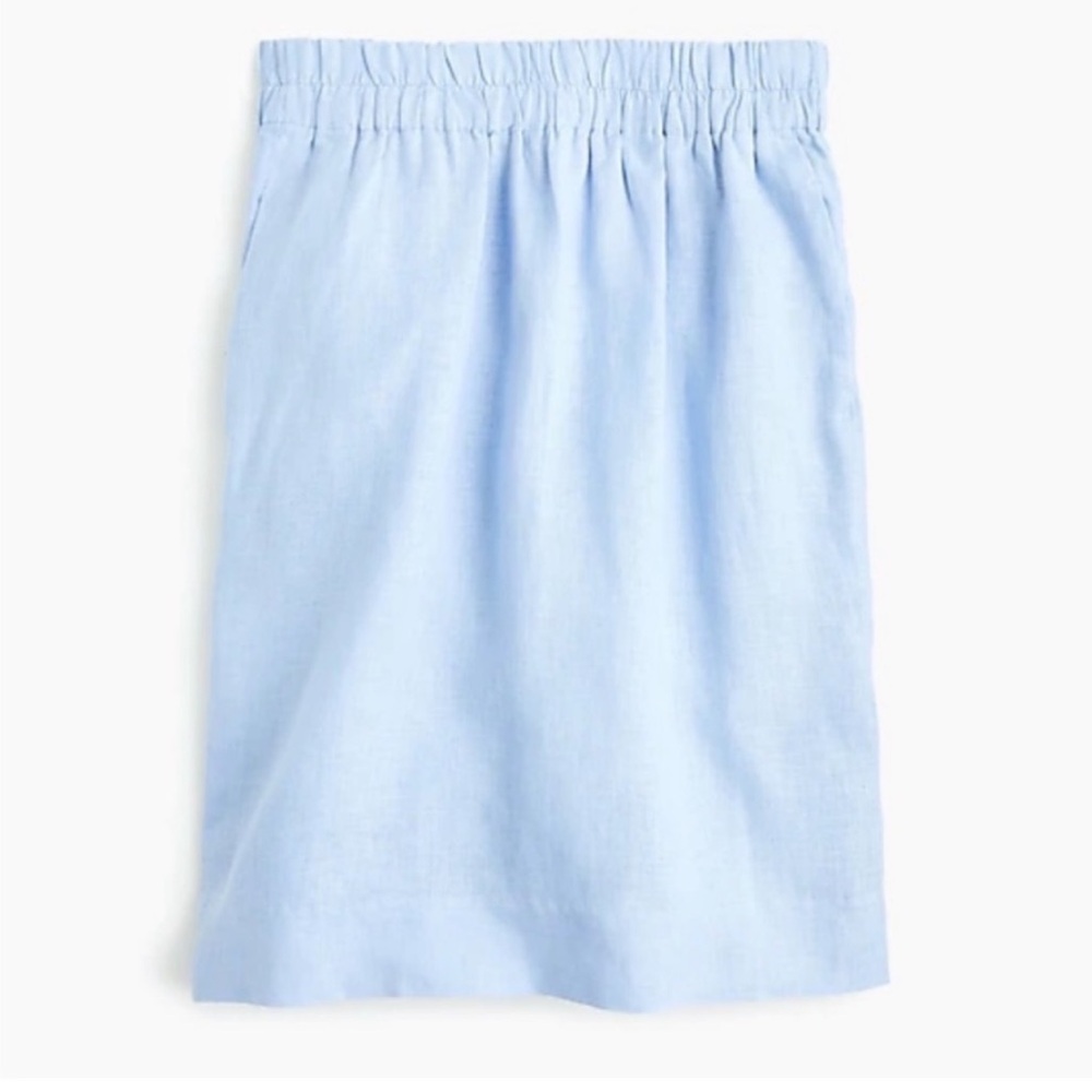J. Crew Pull-On Linen Skirt In Beauchamps Blue, Size Medium, NWT